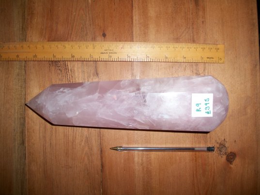 photo - huge pink rose quartz crystal wand
